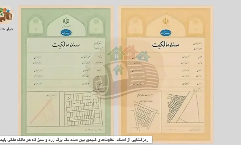 رمزگشایی از اسناد، تفاوت‌های کلیدی بین سند تک‌ برگ زرد و سبز که هر مالک ملکی باید بداند